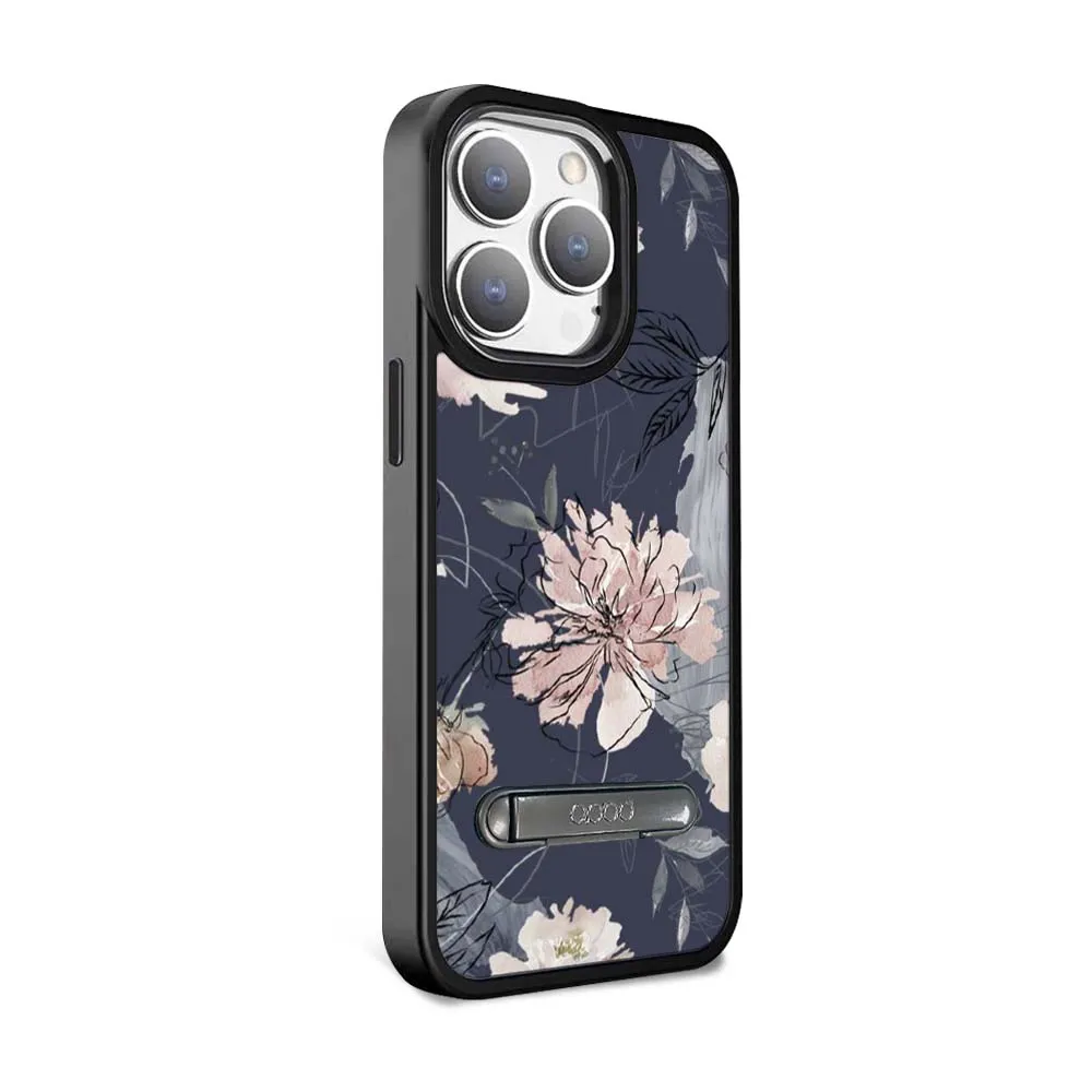 【apbs】iPhone 15 14系列 軍規防摔鋁合金鏡頭框立架手機殼(繪花)