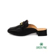 【GREEN PINE】金屬飾釦低跟穆勒鞋黑色(00853822)