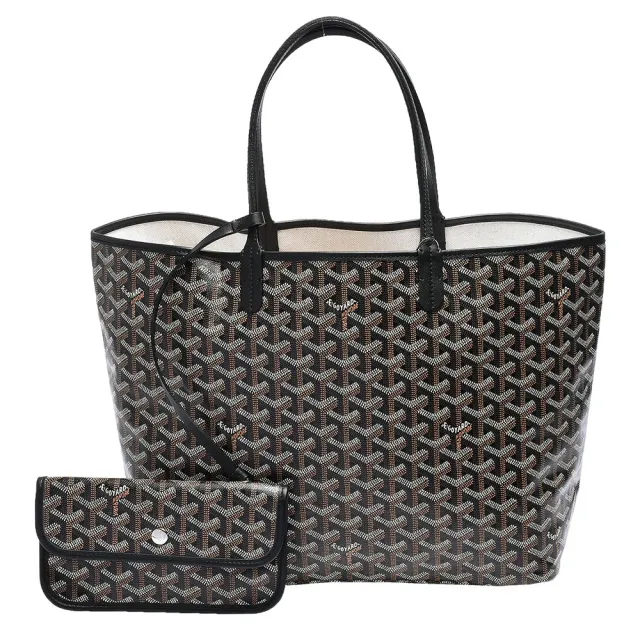 【GOYARD 高雅德】St. LouisPM防水帆布LOGO購物包(黑-附收納袋)『entrupy安心購』