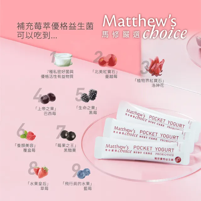 【馬修嚴選】莓萃優格益生菌25包x1罐(專為女性設計)