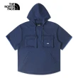 【The North Face】北面UE男款藍色純棉可拆式衣袖長袖帽T｜884T8K2