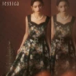 【JESSICA】摩登華麗花卉印花桃心領長禮服洋裝G34704