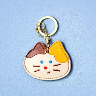 美式餅乾貓咪皮革感應卡套(可愛 造型 居家 悠遊卡套 磁扣套 吊飾 鑰匙扣 電梯卡套)