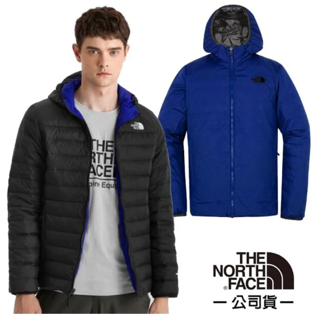 The North Face 男 雙面穿 700FPl 輕量鵝絨羽絨外套.防潑水防風夾克.雪衣(4NG3-XNV 黑/青金岩 N)