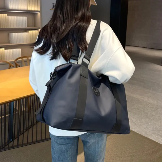 【Abigail】韓系大容量斜背包側肩包手提包防水包托特包購物包6917(闇藍)