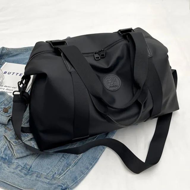 【Abigail】韓系大容量斜背包側肩包手提包防水包托特包購物包6917(黑色)