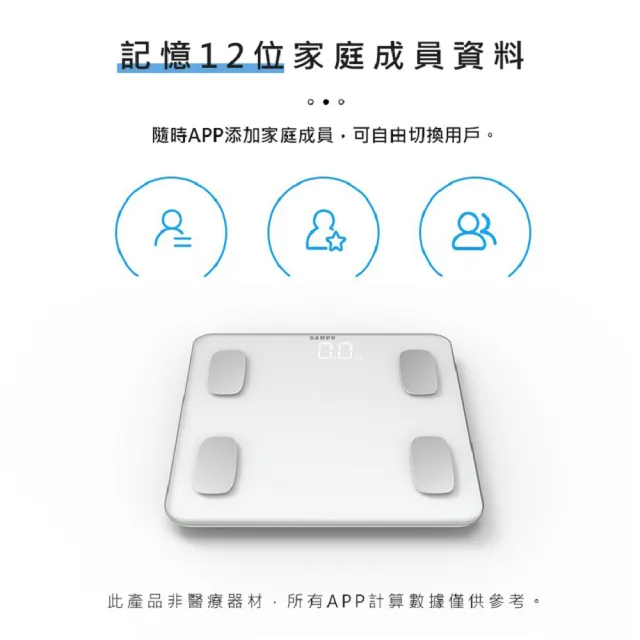 【SAMPO 聲寶】14合1藍牙智能電子體重計/健康體脂計(BF-Z2205BL  加價購)