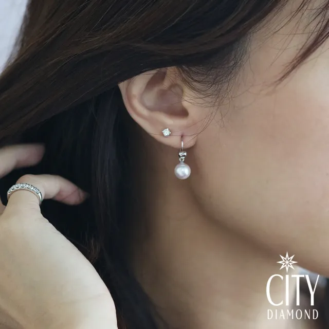 【City Diamond 引雅】日本AKOYA珍珠9K愛心垂耳耳環