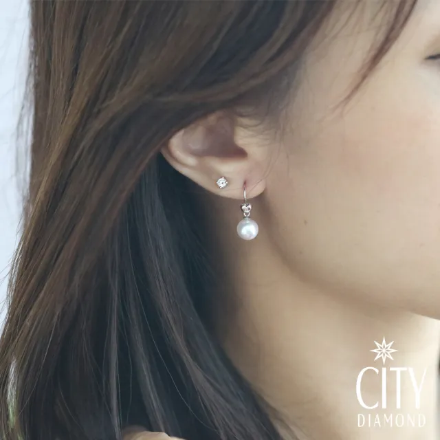 【City Diamond 引雅】日本AKOYA珍珠9K愛心垂耳耳環