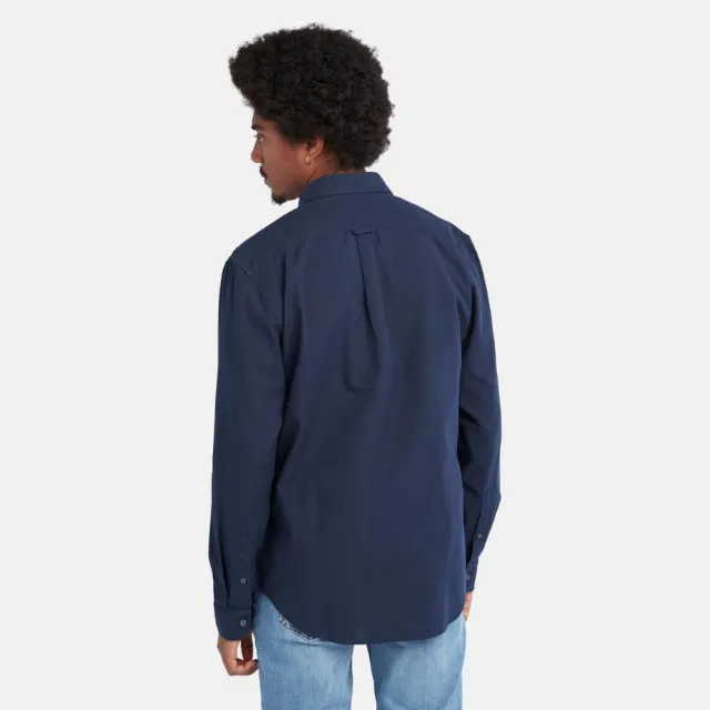 【Timberland】男款深寶石藍長袖牛津襯衫(A2ES5Z16)