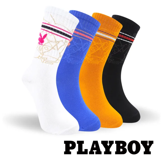 【PLAYBOY】6雙組彩條暗紋男女休閒中筒襪(情人/禮物/對襪/中筒襪/男襪/女襪/情侶襪)