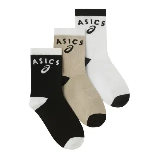 【asics 亞瑟士】童 中筒襪-三入組 兒童  訓練配件(3034A107-001)