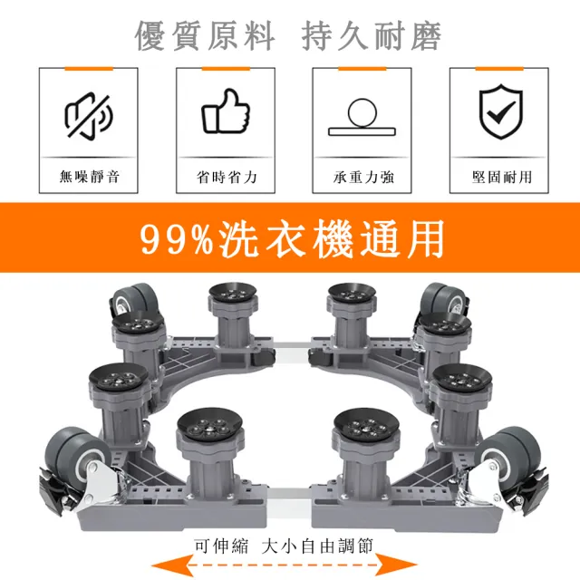 【巧可】加強加厚鋼管洗衣機底座 靜音輪移動層架 可伸縮萬向輪置物架