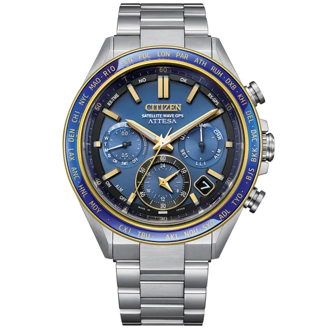 【CITIZEN 星辰】GENTS系列 韋禮安廣告款 海王星 GPS 鈦金屬光動能計時腕錶 母親節 禮物(CC4054-68L)