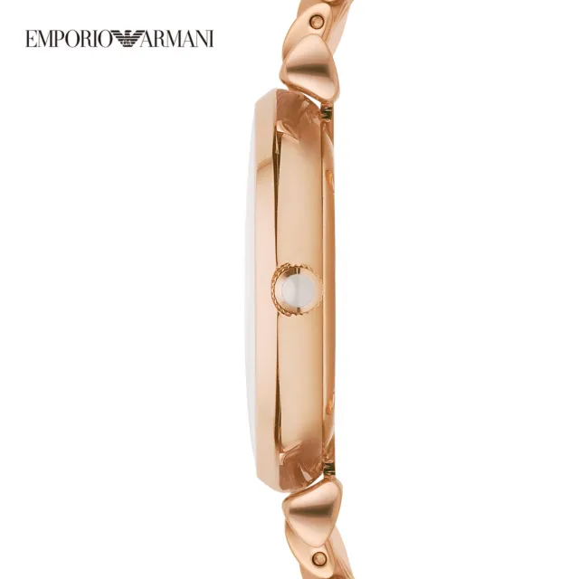 【EMPORIO ARMANI 官方直營】Gianni 婉約性格立體刻度女錶 玫瑰金不鏽鋼鍊帶 手錶 32MM AR1909
