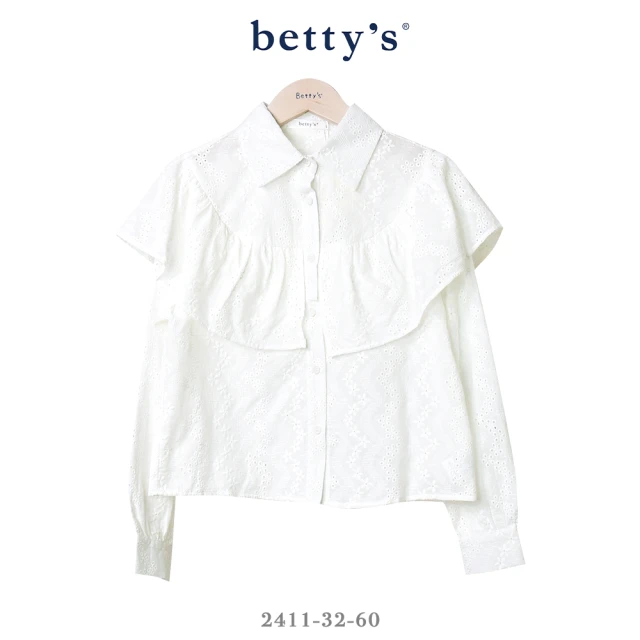 betty’s 貝蒂思betty’s 貝蒂思 胸前荷葉邊壓褶蕾絲襯衫(白色)