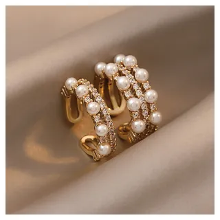 【NANA】娜娜 韓版奢華開口可調珍珠水鑽食指戒指(水鑽開口戒指)