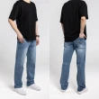 【Last Taiwan Jeans】刷白粗曠 彈力中直筒牛仔褲(黑藍、淺藍)