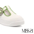 【MISS 21】精緻小花撞色T字帶瑪莉珍大頭厚底休閒鞋(綠)