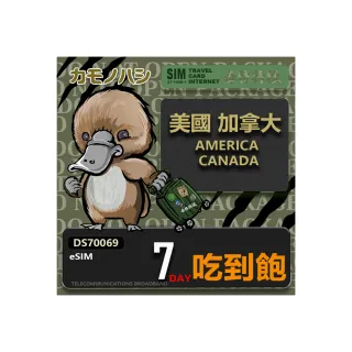 【鴨嘴獸 旅遊網卡】美加eSIM 7日 吃到飽上網卡  旅遊卡(美國 加拿大 上網卡)