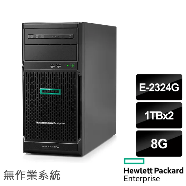 【HPE】E-2324G 四核直立伺服器(ML30 Gen10 Plus/E-2324G/8G/1TBx2 HDD/350W/Non-OS)