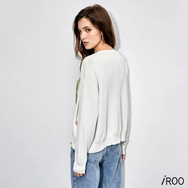 【iROO】綴金屬鏈口袋針織外套