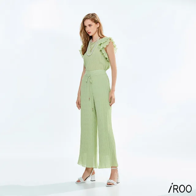 【iROO】運動風腰頭壓摺褲
