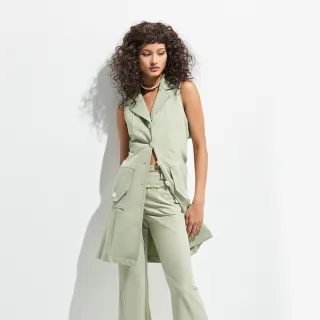 【iROO】經典風衣式背心洋裝