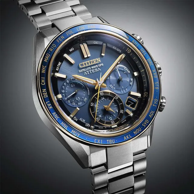 【CITIZEN 星辰】GENTS系列 海王星 廣告款 韋禮安配戴款 GPS 鈦金屬 萬年曆腕錶 母親節 禮物(CC4054-68L)