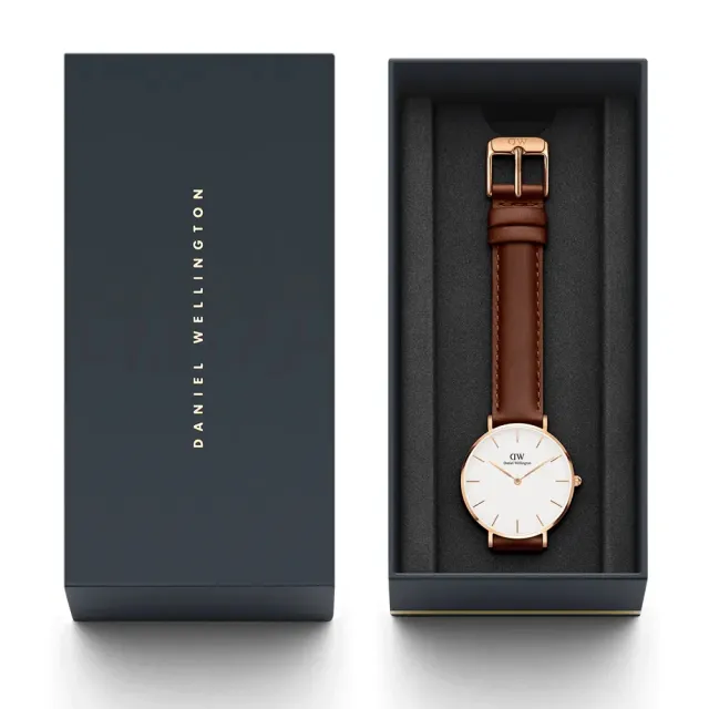 【Daniel Wellington】Petite St Mawes系列  中性玫瑰金真皮皮革腕錶-白面/32mm(DW00100175)