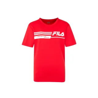 【FILA官方直營】男抗UV吸濕排汗短袖圓領T恤-紅色(1TEY-1304-RD)