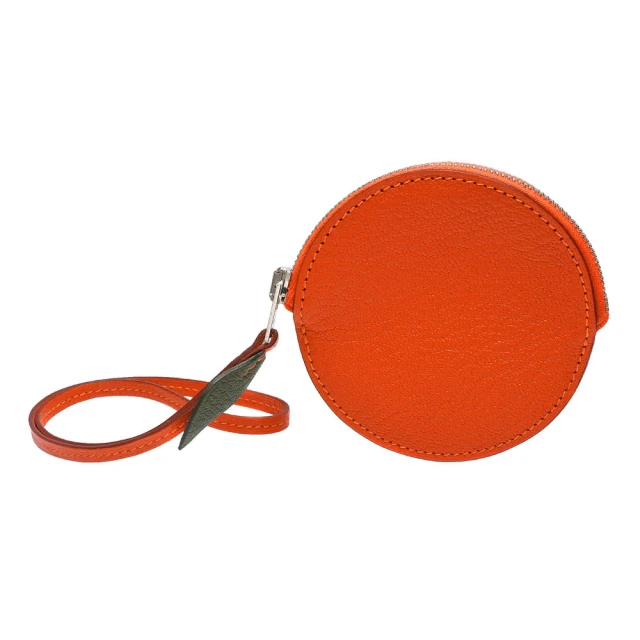 Hermes 愛馬仕 經典山羊皮橘子造型掛腕零錢包(橘色H070656CK-ORG)