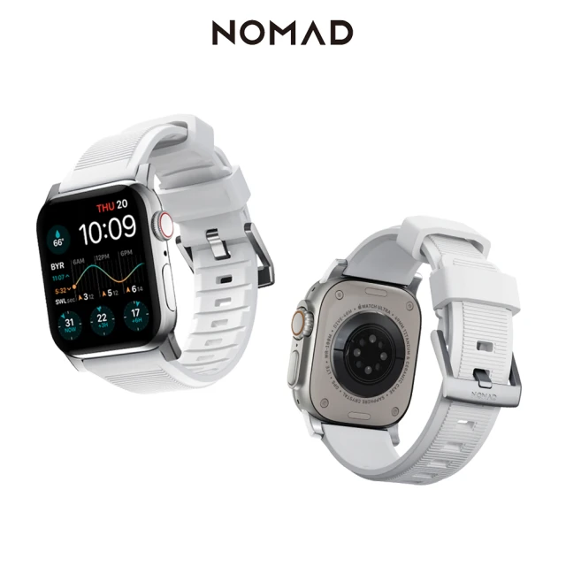 NOMADNOMAD Apple Watch 49/45/44/42mm 專用高性能橡膠質感錶帶-白銀(機能防潑水/耐高溫耐油性)