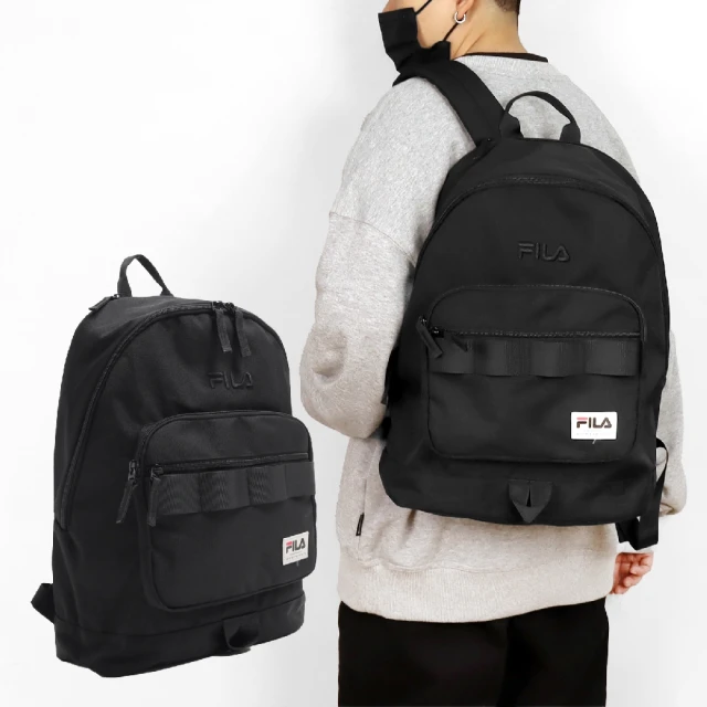 FILAFILA 後背包 Backpack 黑 白 可調背帶 多夾層 筆電包 雙肩包 背包 斐樂(BPY3007MX)