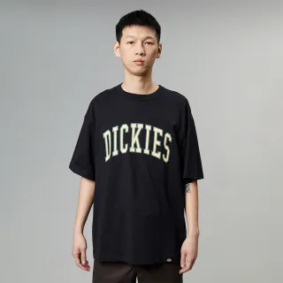 【Dickies】男女款黑色純棉胸前品牌大Logo印花休閒短袖T恤｜DK012905J39