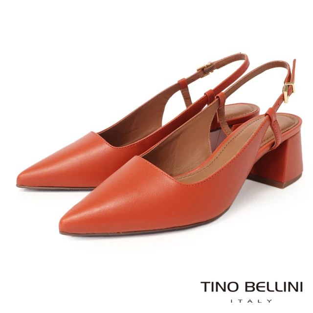 TINO BELLINI 貝里尼 雙11巴西進口前包後拉帶素面低跟鞋FW2T002-Q(橘色)