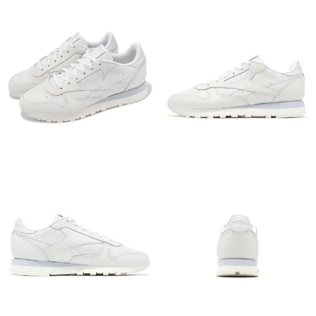 【REEBOK】休閒鞋 Classic Leather 女鞋 白 藍 皮革 低筒 復古 小白鞋(100074372)