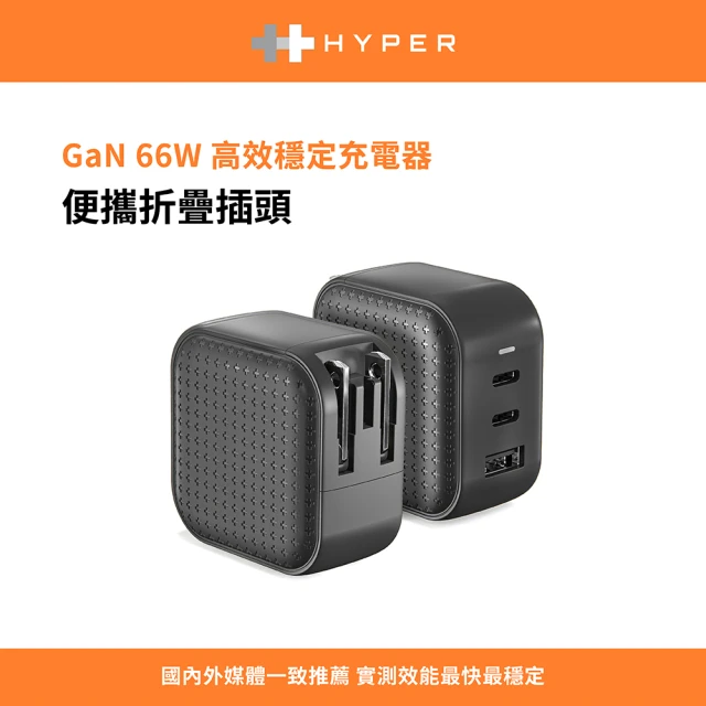 CB 65W GaN 氮化鎵 三孔1A2C快速充電器-黑+閃