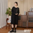 【gozo】g書籤造型口袋針織洋裝(黑色)
