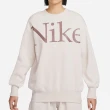 【NIKE 耐吉】Nsw 女款 奶茶色 大Logo 刺繡 小標 寬鬆 刷毛 大學T 長袖 FN3655-104