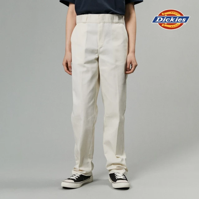 Dickies 男款白色丹寧純棉雙膝設計寬鬆長褲｜DK012