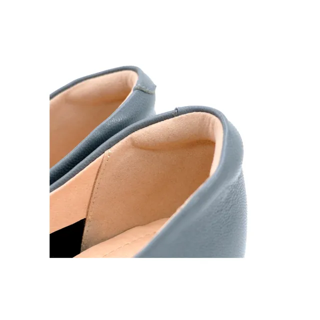 【GREEN PINE】柔軟綿羊皮大方扣低跟鞋灰藍色(10312702)
