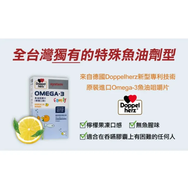 即期品【Doppelherz 德之寶】OMEGA-3魚油咀嚼片60錠/盒(買一送一 效期2024.10)