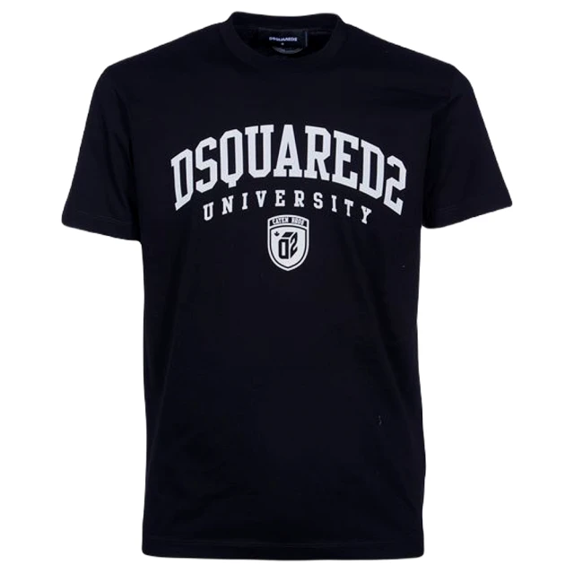 DSQUARED2 男款 品牌英文名學院風印花短袖T恤-黑色(S號、M號)