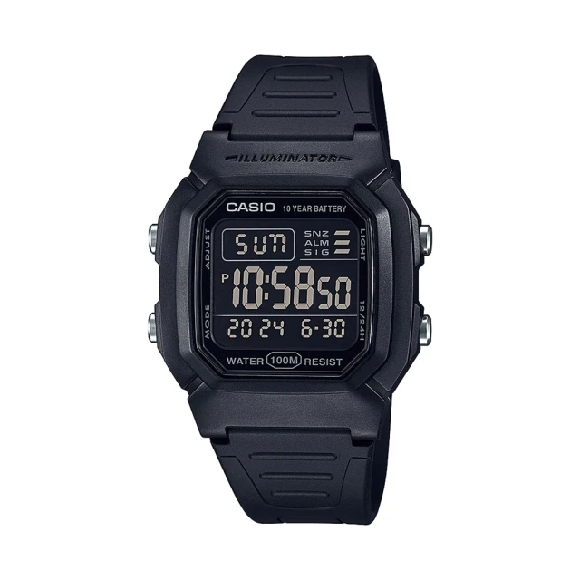 CASIO 卡西歐 電力十足 黑極數位電子錶-黑面(W-800H-1B)
