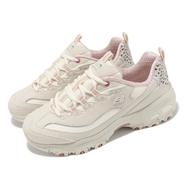 SKECHERS 休閒鞋 D Lites-Wildcats 女鞋 米白 粉 厚底 皮革 綁帶 老爹鞋(150236-NTPK)