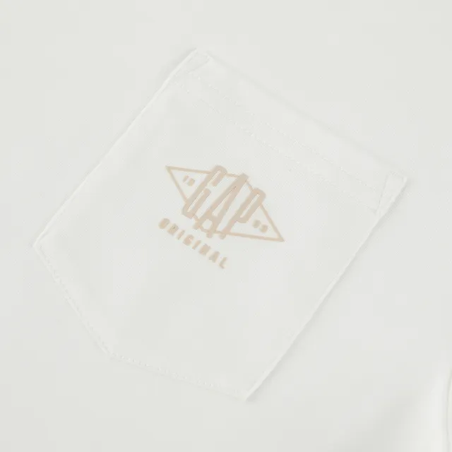 【GAP】男童裝 Logo印花圓領長袖T恤-白色(890220)