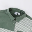 【GAP】男童裝 Logo純棉翻領長袖襯衫-綠色條紋(890214)