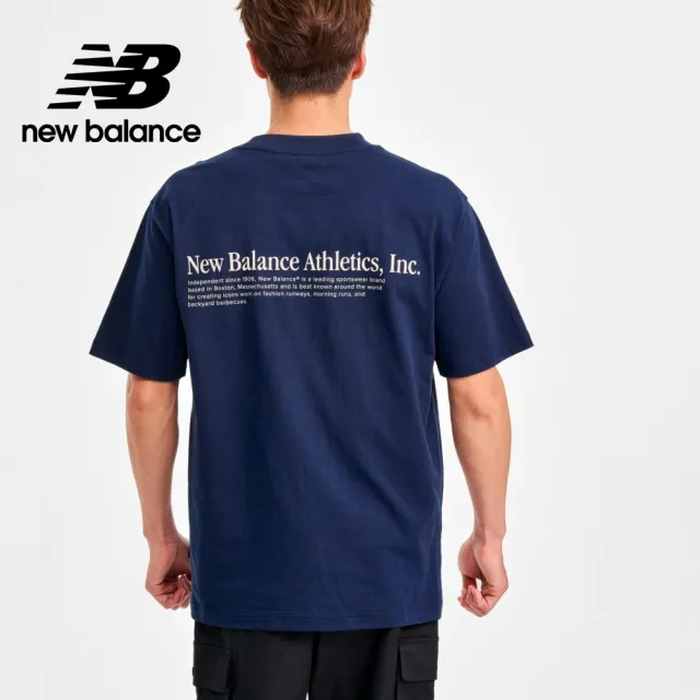 【NEW BALANCE】NB 背面標語寬鬆短袖上衣_男性_藍色_MT41588NNY(美版 版型偏大)