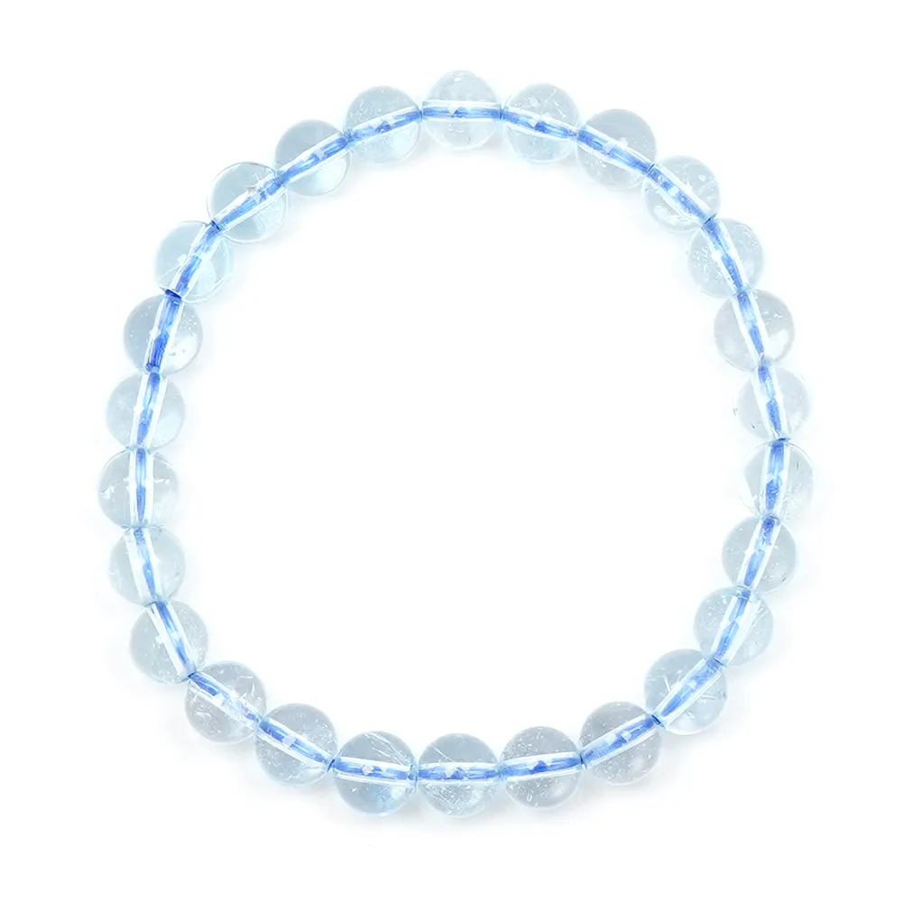 【正佳珠寶】托帕石 頂級天空藍 6.8-7.3mm 托帕石手珠｜日本彈力繩